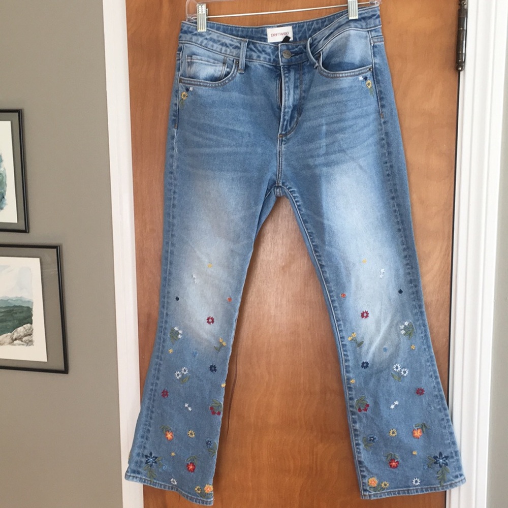 Driftwood Kick Flare Embroidered Jeans